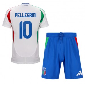 Fotbalové Dres Itálie Lorenzo Pellegrini #10 Dětské Venkovní Oblečení ME 2024 Krátký Rukáv (+ trenýrky)